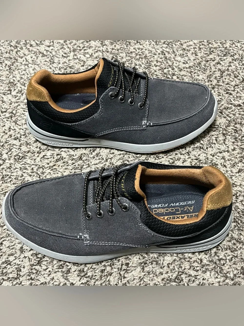 Skechers Men’s Relaxed Fit: Elent Mosen Boat Shoes Charcoal Lace-Up Slip-On